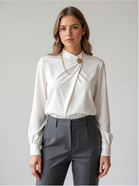 J.ING Blouse L White Gold Chain Detail